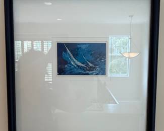 Small Framed Nautical Sailboat Seascape Painting