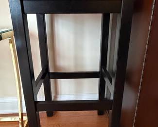 Contemporary Slat-Back Bar Stool with Natural Wood Seat