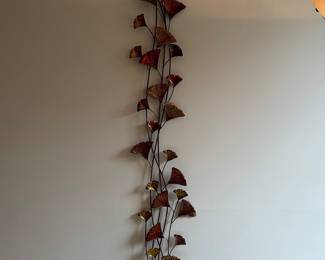 Curtis Jere Style Metal Ginkgo Leaf Wall Sculpture
