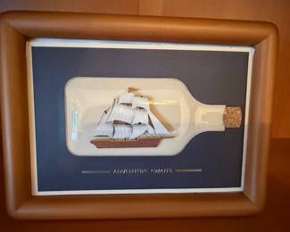 Adventure Awaits Framed 3D Ship-in-a-Bottle Wall Art
