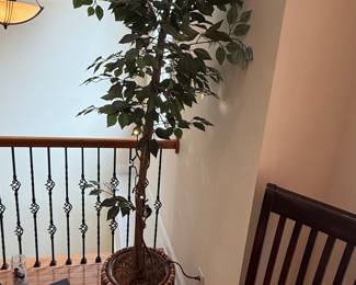 Pre-Lit Artificial Ficus Tree in Bamboo Planter