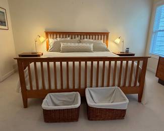 Solid Cherry Spindle Bed and Nightstand Set - Shaker Style