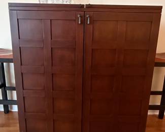Mid-Century Modern Style Folding Bar Cabinet
