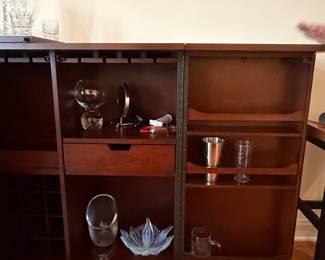 Mid-Century Modern Style Folding Bar Cabinet