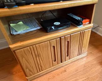 Vintage Oak Media Console with Grooved Doors