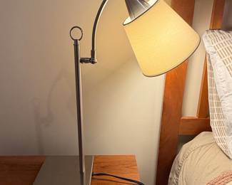 Modern Adjustable Brushed Nickel Desk Lamp with Ring-Top Detail