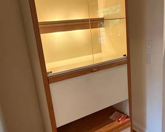 Modern Oak and White Two-Tone Display Cabinet