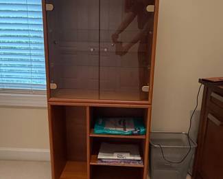 Contemporary Oak Veneer Display Cabinet