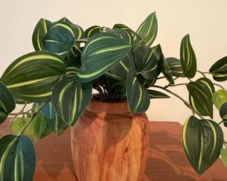 Artificial Tradescantia Zebrina (Wandering Jew) Plant in Wooden Pot