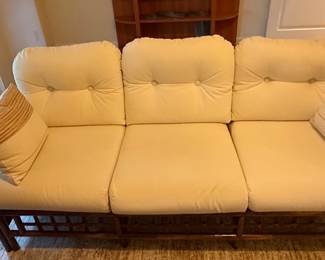 Vintage Rattan Three-Cushion Sofa by Ficks Reed