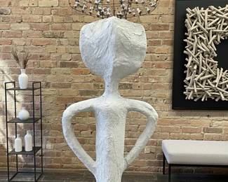 cement sculpture with hat