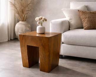 Handcrafted Natural Wood Accent Table