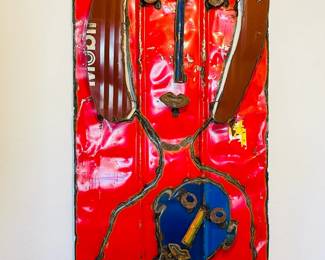 red metal wall art