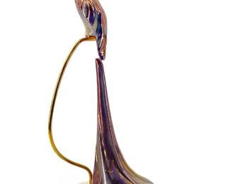 1990 Galos Iridescent Glazed Porcelain Peacock