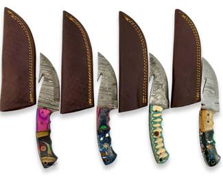4pc Damascus Hunting Knife Collection