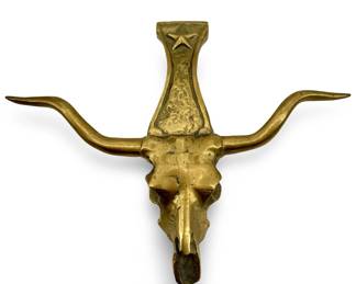Vintage Solid Brass Bull Scull Door Knocker (1/2)