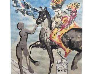 After Salvador Dali Harbinger Mixed Media on Paper