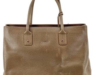 Vintage Furla Genuine Brown Leather Hand Bag