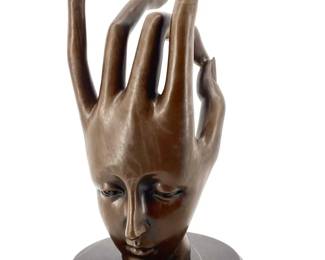Bronze Salvador Dali Face Hand Sculpture
