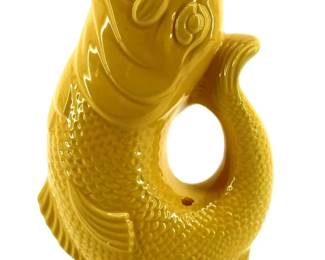 English Handmade Ceramic Yellow Gluggle Jug