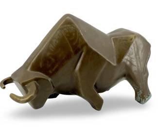 Bronze Botero Cubist Bull Sculpture