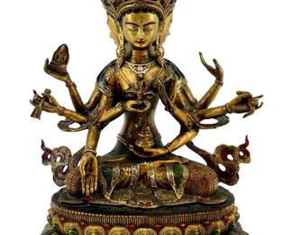 Bronze Painted Tibetan Buddhist Ushnisha Vijaya