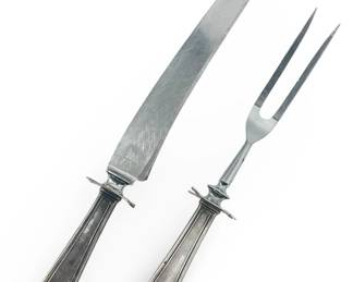 2pc Vintage Silver Handled Steel Carving Set