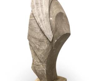 Signed Large Heavy Alabaster Abstract Sculpture