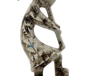 Native American Etched Kokopelli Horsehair Pottery