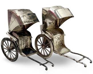 Sterling Chinese Rickshaw Salt and Pepper Shakers