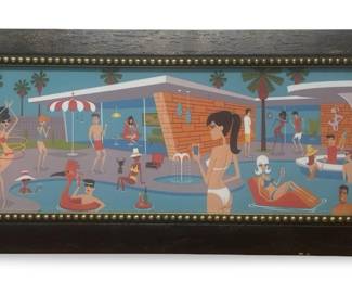 Josh Agle Palm Springs Pool Party Seri On Silk