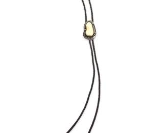 Vintage Native American Silver Bone Bolo Tie