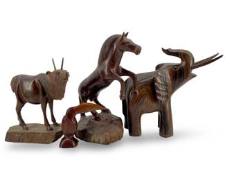 4pc Carved Ironwood Animal Collection