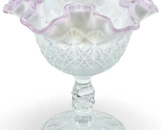 Fenton Ruffled Edge Art Glass Compote