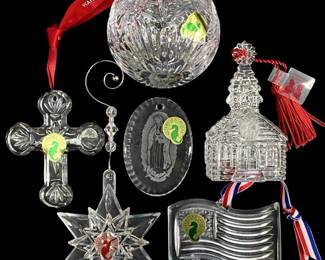 6pc Waterford Crystal Christmas Ornaments