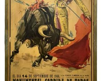 1946 Monumental Corrida de Toros Bullfight Poster