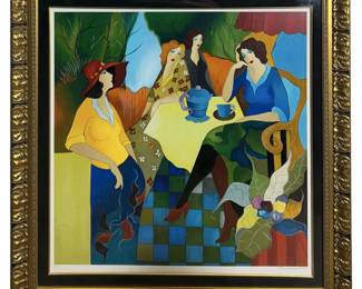Signed Itzchak Tarkay Café Scene Serigraph
