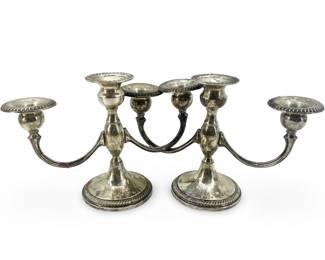 Pair of Sterling Weighted Monogrammed Candelabras