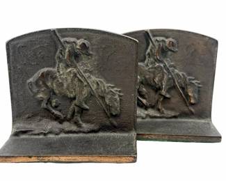 2pc Vintage Brass ‘End of the Trail' Bookends