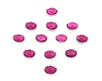 (12) 3/4Ct Oval Loose Lab Ruby Gemstones