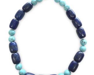 Native American Chunky Turquoise Lapis Necklace