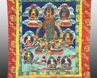 18th Century Green Tara Tibetan Prayer Thangka