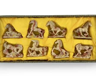 8pc Shoushan Stone Horse Sculptures