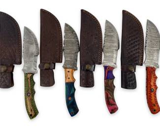 4pc Damascus Hunting Knives & Sheaths