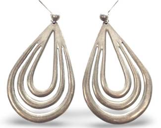 Pair Sterling Silver Layered Teardrop Earrings