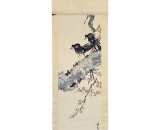 Antique Chinese Painted Bird Scroll