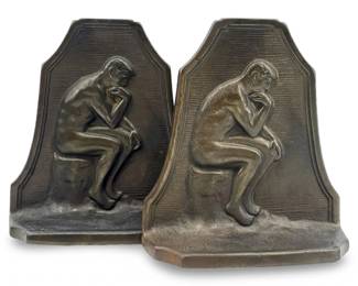 Copr 1929 Bronze 'The Thinker' Bookends