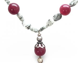 Vintage Rutilated Tumble Quartz Bead Necklace