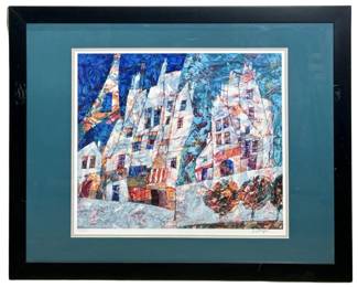 Signed Harry Guttman “Village Park" Serigraph