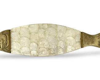 Vintage Brass Capiz Shell Fish Cutting Board